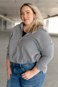 Andree By Unit Mixed Houndstooth Button Up Top