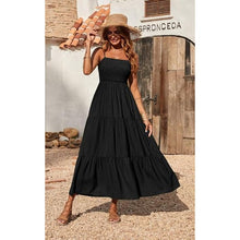 Load image into Gallery viewer, Boho Sleeveless Spaghetti Strap Smocked Tiered Long dress, MEDIUM, 5F-168D001