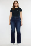 Kan Can USA Plus High Rise Double WB Fray Hem Flare Jeans