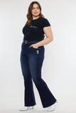 Kan Can USA Plus High Rise Double WB Fray Hem Flare Jeans