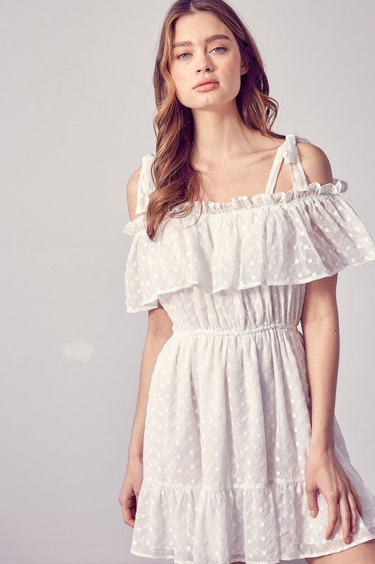 Do + Be Collection COLD SHOULDER RUFFLE DRESS