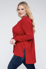 Load image into Gallery viewer, ZENANA Plus Dolman Sleeve V-Neck Side Slit Hi-Low Hem Top