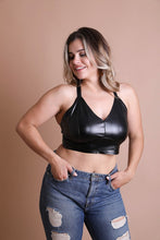 Load image into Gallery viewer, Faux Leather Longline Bralette Plus Size