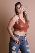 Load image into Gallery viewer, Faux Leather Longline Bralette Plus Size