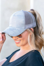 Load image into Gallery viewer, Aili&#39;s Corner Camo Messy Bun Cap