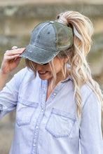 Load image into Gallery viewer, Aili&#39;s Corner Distressed Messy Bun Hat Cap