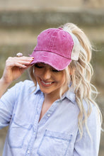 Load image into Gallery viewer, Aili&#39;s Corner Distressed Messy Bun Hat Cap