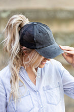 Load image into Gallery viewer, Aili&#39;s Corner Distressed Messy Bun Hat Cap