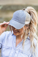 Load image into Gallery viewer, Aili&#39;s Corner Distressed Messy Bun Hat Cap