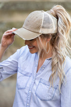 Load image into Gallery viewer, Aili&#39;s Corner Distressed Messy Bun Hat Cap