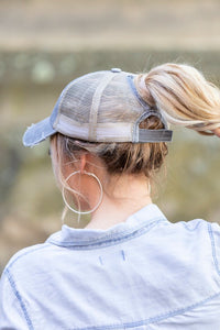 Aili's Corner Distressed Messy Bun Hat Cap