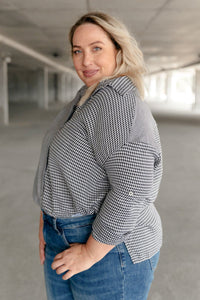 Andree By Unit Mixed Houndstooth Button Up Top
