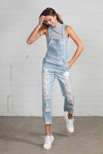 Load image into Gallery viewer, High Waist Heavy Distressed Straight Overalls