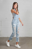 High Waist Heavy Distressed Straight Overalls