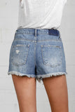 Frayed Hem Distressed Denim Shorts