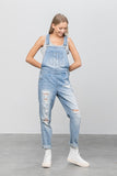 Patch Pocket Ripped Denim Overalls