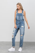 Load image into Gallery viewer, Patch Pocket Ripped Denim Overalls