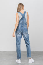 Load image into Gallery viewer, Patch Pocket Ripped Denim Overalls