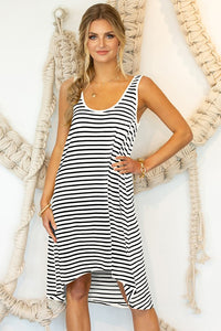 Ninexis Flowy Soft Striped Hi Low Summer Dress