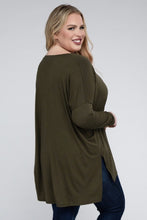 Load image into Gallery viewer, ZENANA Plus Dolman Sleeve V-Neck Side Slit Hi-Low Hem Top