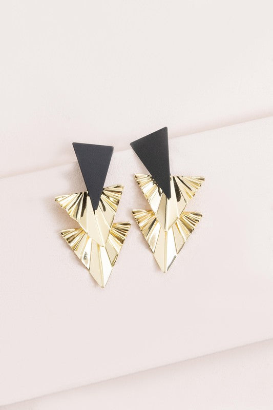 Lovoda Ruffled Gold Drop Earrings