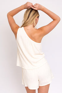 Gilli SLEEVELESS ONE SHOULDER LAYERED TOP ROMPER