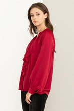 Load image into Gallery viewer, HYFVE TRY TO KEEP UP LONG SLEEVE RUFFLED BLOUSE