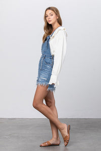 Denim Lab USA Frayed Denim Overalls Dress