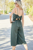 J.NNA CUTOUT BOW DETAIL JUMPSUIT WITH CROPPED WIDE LEG