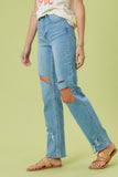 High Rise Distressed Wide Leg Jeans