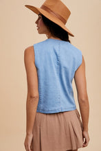 Load image into Gallery viewer, Annie Wear Button Down V-Neck Denim Vest