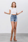 Frayed Denim Mom Shorts