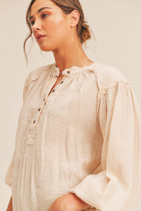 Lush Clothing Distressed Button Down Top