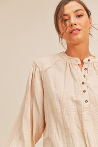 Lush Clothing Distressed Button Down Top