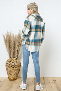 Blue B Yarn Dyed Plaid Shirt Jacket Shacket