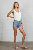 Frayed Hem Distressed Denim Shorts