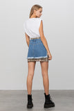 Plaid Checker Mini Denim Skirt