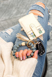 Aili's Corner Leopard Beaded Key Ring Wallet Bracelet