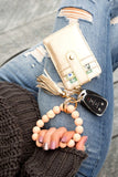 Aili's Corner Leopard Beaded Key Ring Wallet Bracelet