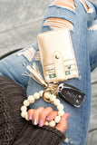 Aili's Corner Leopard Beaded Key Ring Wallet Bracelet