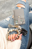 Aili's Corner Leopard Beaded Key Ring Wallet Bracelet