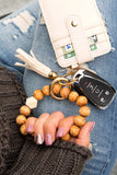 Aili's Corner Leopard Beaded Key Ring Wallet Bracelet