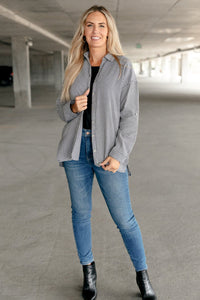 Andree By Unit Mixed Houndstooth Button Up Top