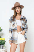 Load image into Gallery viewer, Blue B Yarn Dyed Plaid Shirt Jacket Shacket