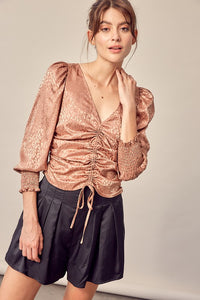 Mustard Seed ANIMAL PRINT SHIRRING TOP