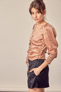 Mustard Seed ANIMAL PRINT SHIRRING TOP