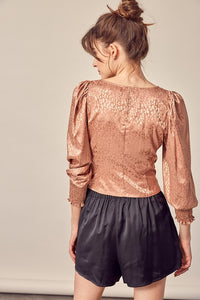 Mustard Seed ANIMAL PRINT SHIRRING TOP