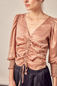 Mustard Seed ANIMAL PRINT SHIRRING TOP