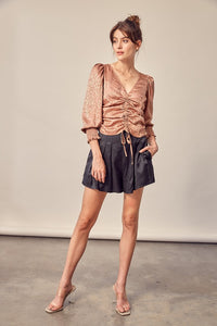 Mustard Seed ANIMAL PRINT SHIRRING TOP