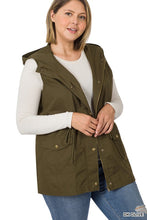 Load image into Gallery viewer, ZENANA PLUS Drawstring Waist Military Hoodie Vest